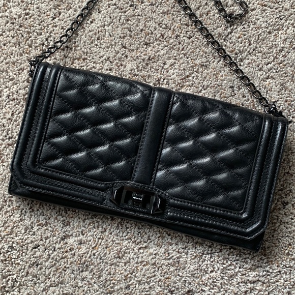 Rebecca Minkoff Quilted Love Clutch Cross Body Bag with black hardware - Picture 1 of 11